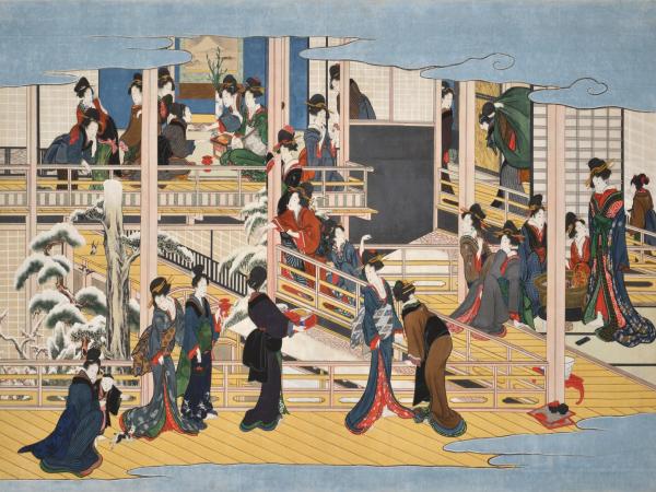 喜多川歌麿「深川の雪」（部分）享和2～文化3年（1802～06）頃　岡田美術館蔵
