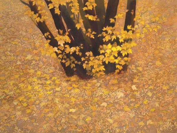 作品名「行く秋」　作家名「東山魁夷」　製作年：1990年　所蔵元：長野県信濃美術館　東山魁夷館